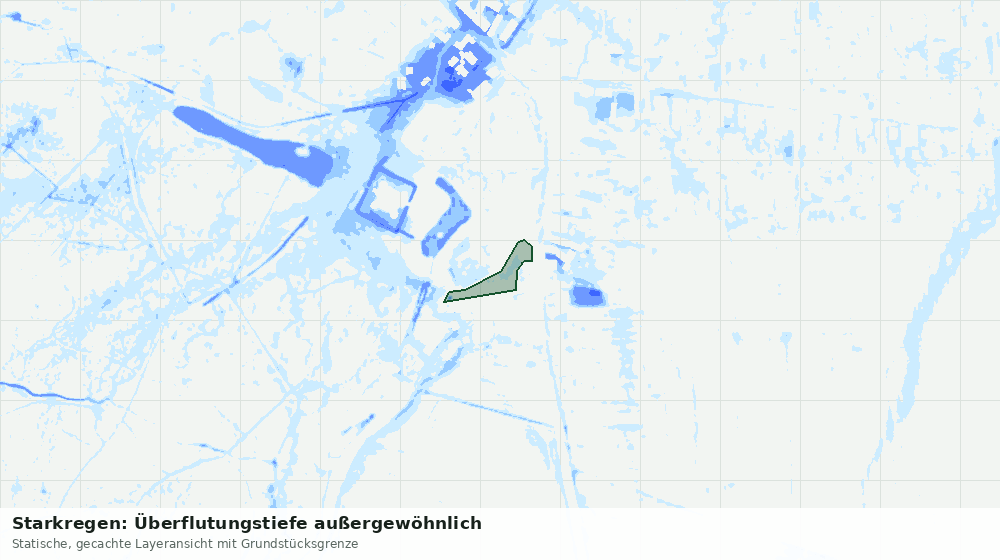 Statische Kartenansicht: Starkregen: Überflutungstiefe außergewöhnlich