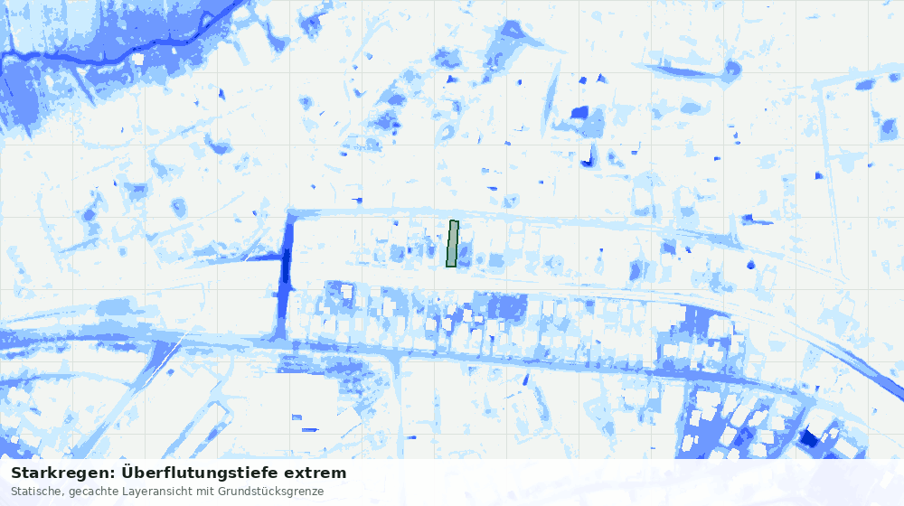 Statische Kartenansicht: Starkregen: Überflutungstiefe extrem