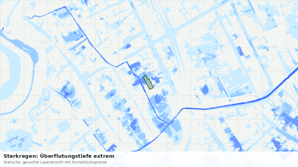 Statische Kartenansicht: Starkregen: Überflutungstiefe extrem