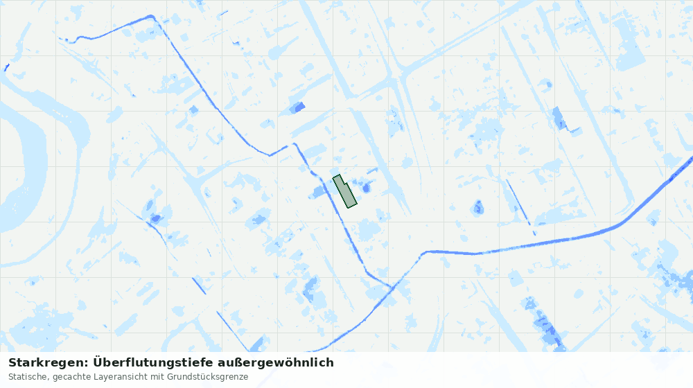 Statische Kartenansicht: Starkregen: Überflutungstiefe außergewöhnlich