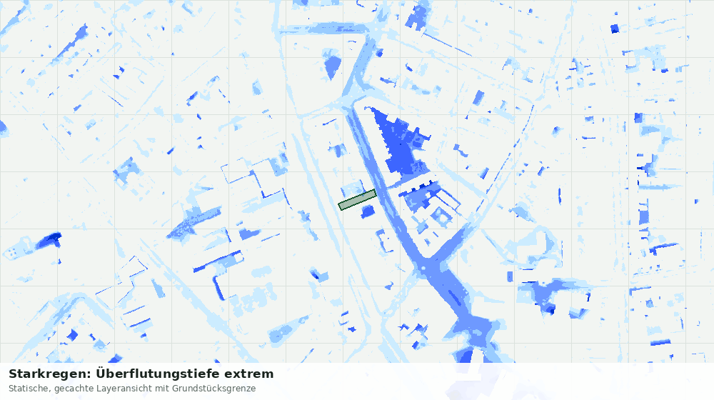 Statische Kartenansicht: Starkregen: Überflutungstiefe extrem