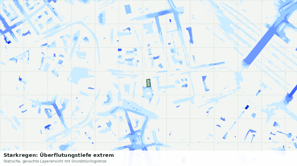 Statische Kartenansicht: Starkregen: Überflutungstiefe extrem
