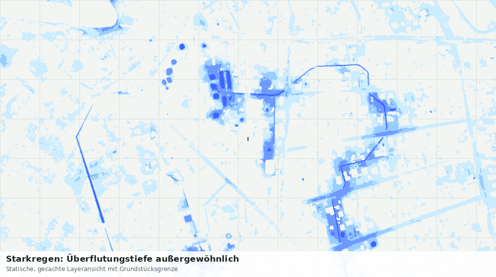 Statische Kartenansicht: Starkregen: Überflutungstiefe außergewöhnlich