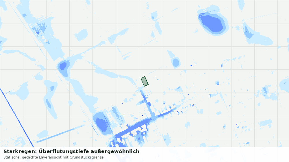 Statische Kartenansicht: Starkregen: Überflutungstiefe außergewöhnlich