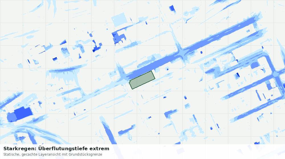 Statische Kartenansicht: Starkregen: Überflutungstiefe extrem