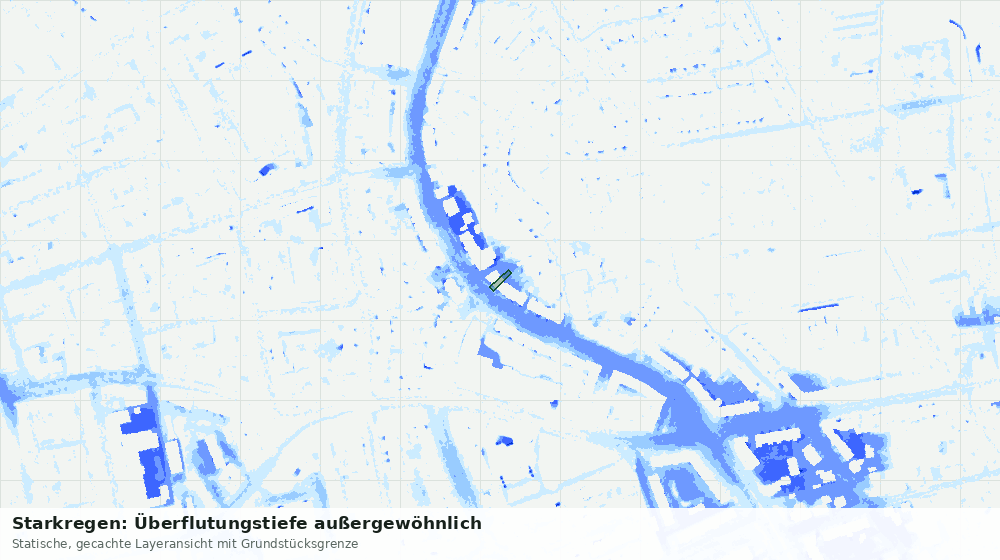 Statische Kartenansicht: Starkregen: Überflutungstiefe außergewöhnlich