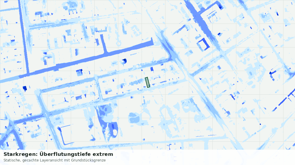 Statische Kartenansicht: Starkregen: Überflutungstiefe extrem