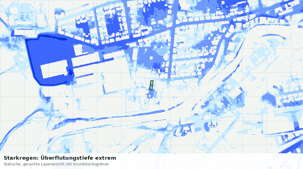 Statische Kartenansicht: Starkregen: Überflutungstiefe extrem