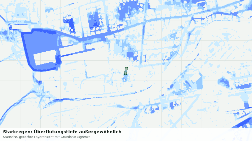 Statische Kartenansicht: Starkregen: Überflutungstiefe außergewöhnlich