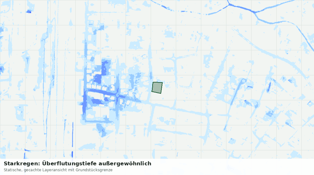 Statische Kartenansicht: Starkregen: Überflutungstiefe außergewöhnlich