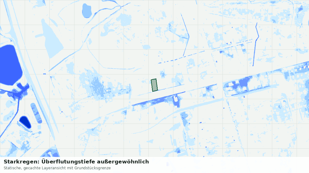 Statische Kartenansicht: Starkregen: Überflutungstiefe außergewöhnlich