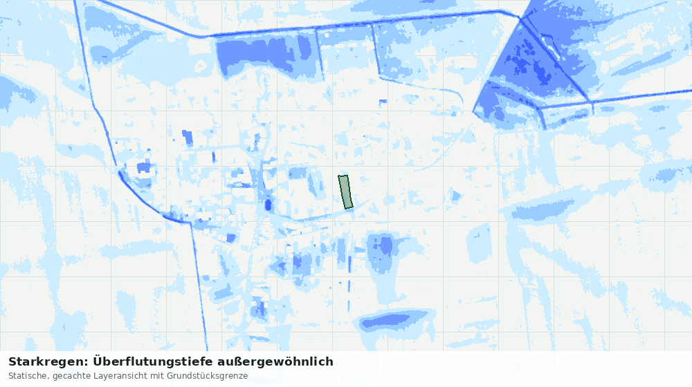 Statische Kartenansicht: Starkregen: Überflutungstiefe außergewöhnlich