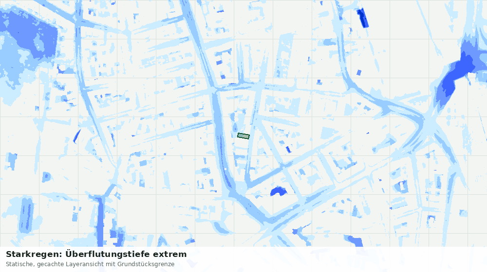 Statische Kartenansicht: Starkregen: Überflutungstiefe extrem