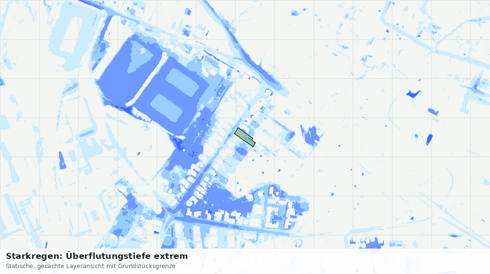 Statische Kartenansicht: Starkregen: Überflutungstiefe extrem