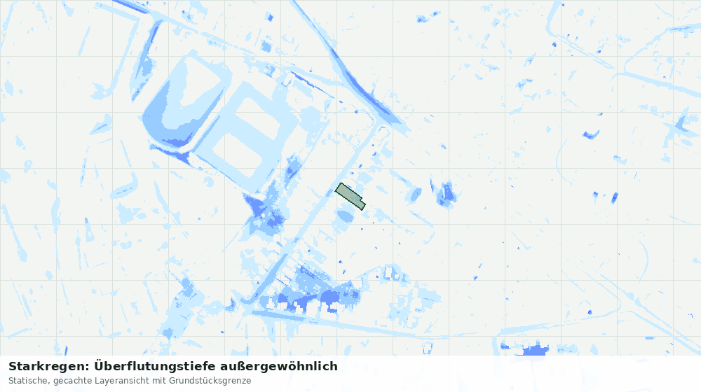Statische Kartenansicht: Starkregen: Überflutungstiefe außergewöhnlich
