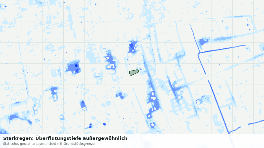 Statische Kartenansicht: Starkregen: Überflutungstiefe außergewöhnlich