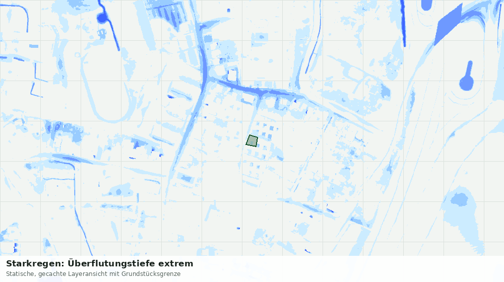 Statische Kartenansicht: Starkregen: Überflutungstiefe extrem