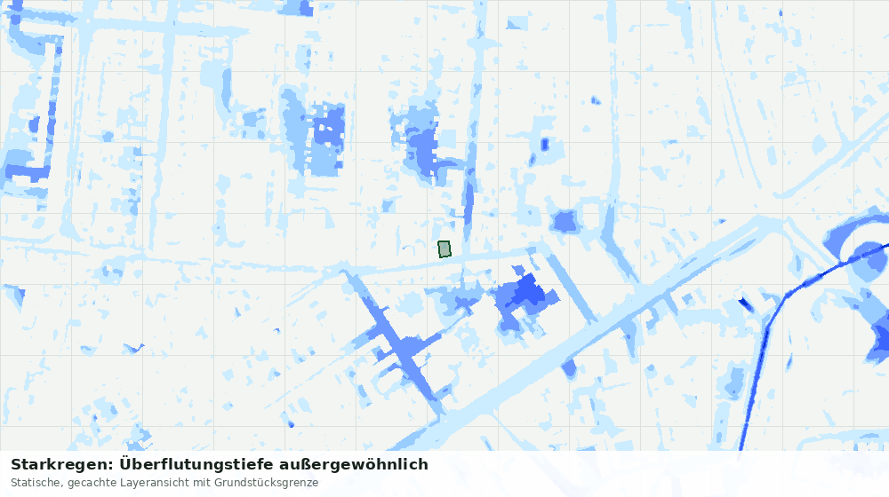 Statische Kartenansicht: Starkregen: Überflutungstiefe außergewöhnlich