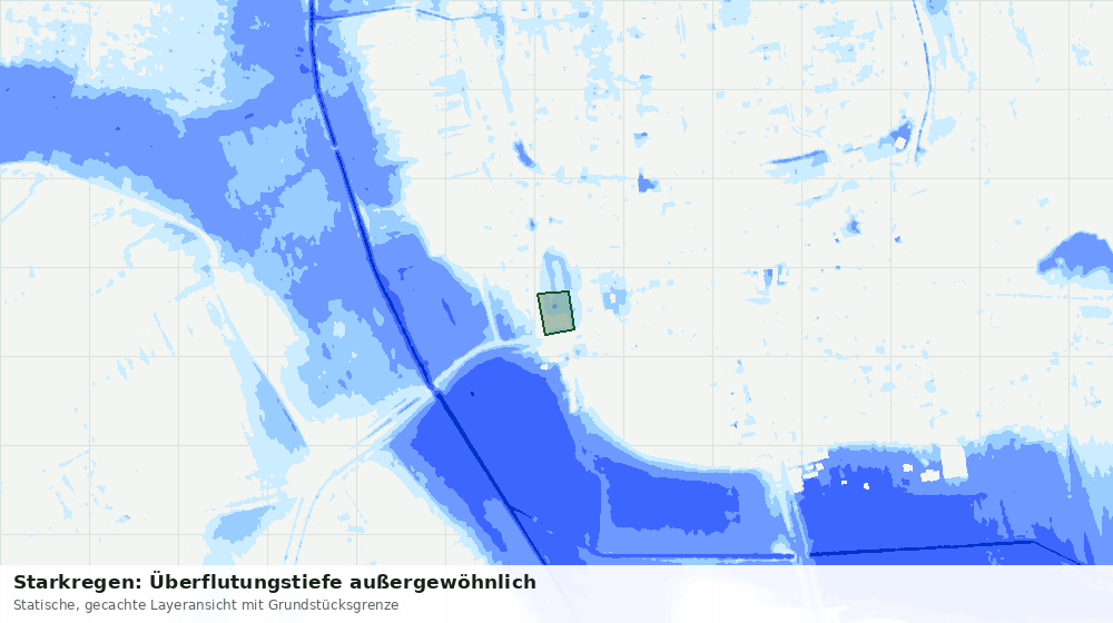 Statische Kartenansicht: Starkregen: Überflutungstiefe außergewöhnlich
