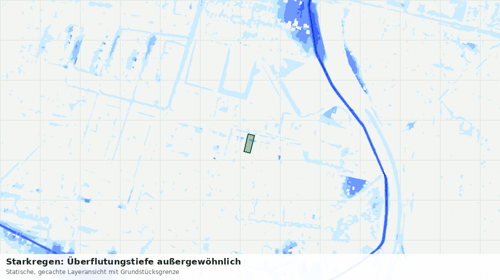 Statische Kartenansicht: Starkregen: Überflutungstiefe außergewöhnlich
