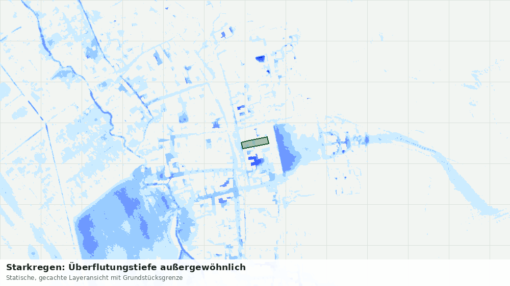Statische Kartenansicht: Starkregen: Überflutungstiefe außergewöhnlich