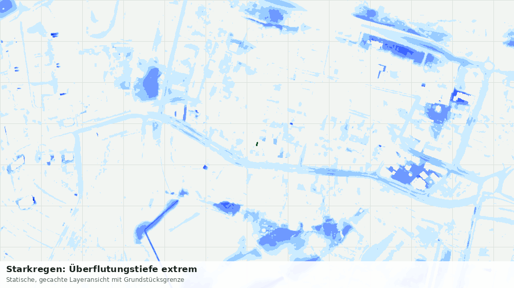 Statische Kartenansicht: Starkregen: Überflutungstiefe extrem