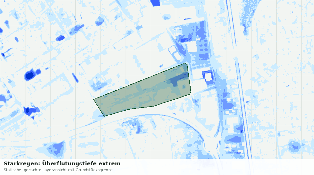 Statische Kartenansicht: Starkregen: Überflutungstiefe extrem