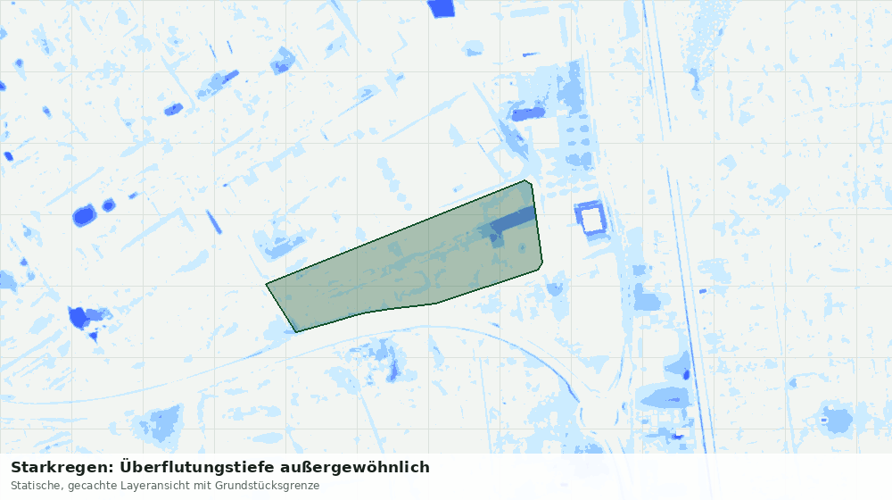 Statische Kartenansicht: Starkregen: Überflutungstiefe außergewöhnlich