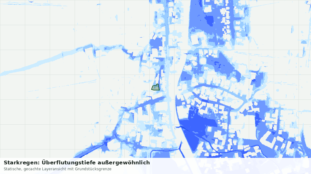 Statische Kartenansicht: Starkregen: Überflutungstiefe außergewöhnlich