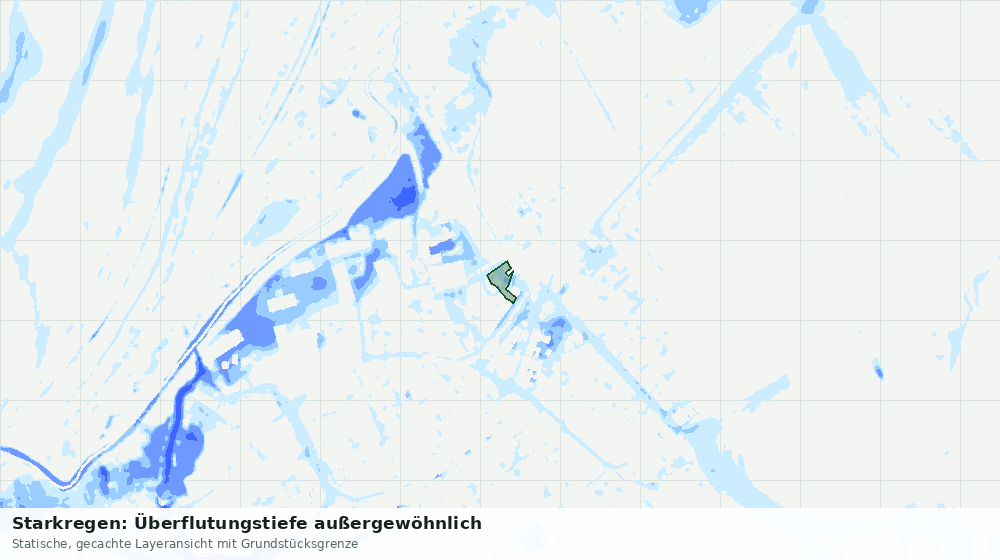 Statische Kartenansicht: Starkregen: Überflutungstiefe außergewöhnlich