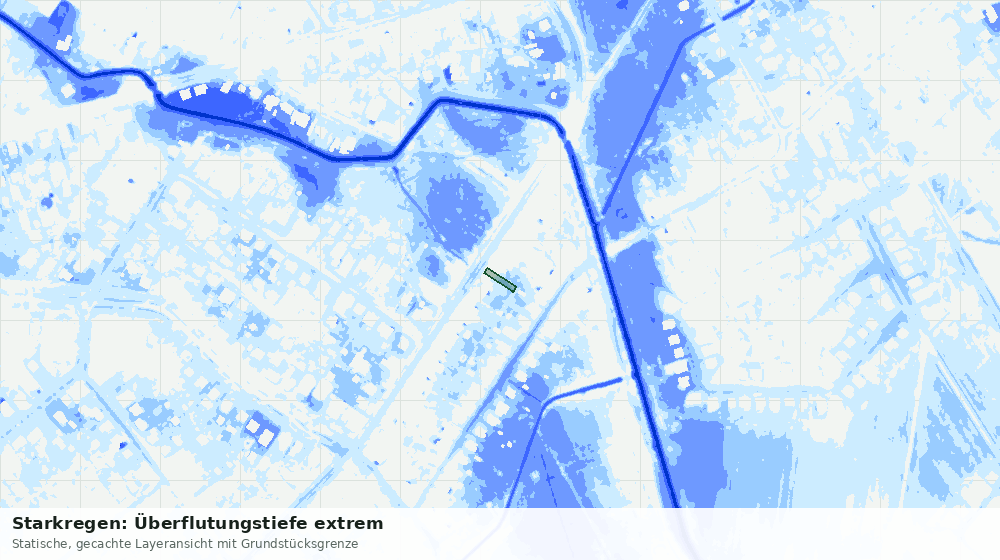 Statische Kartenansicht: Starkregen: Überflutungstiefe extrem