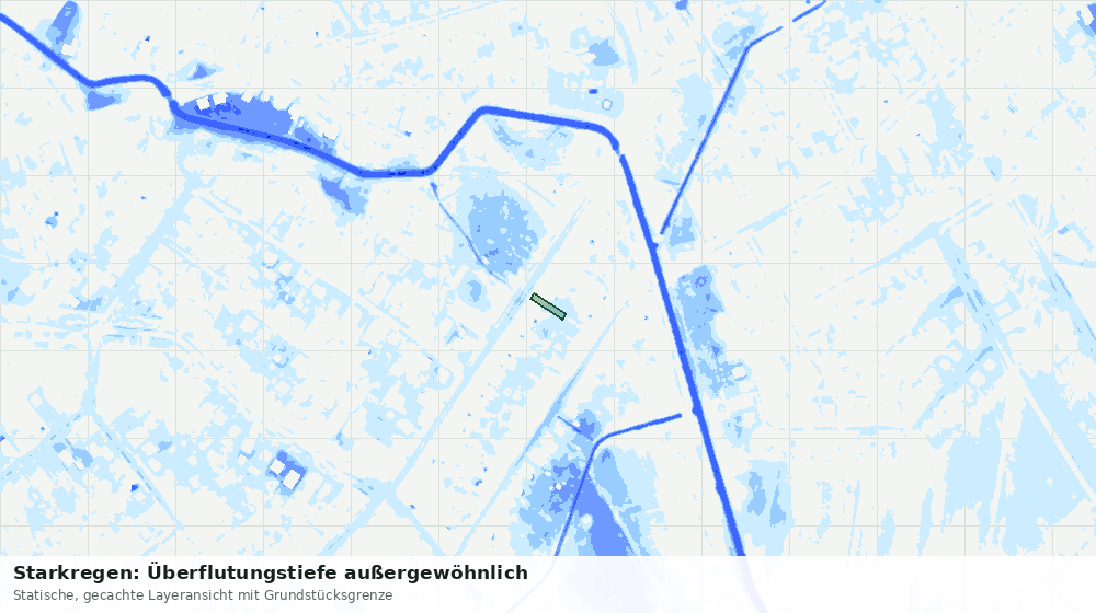 Statische Kartenansicht: Starkregen: Überflutungstiefe außergewöhnlich