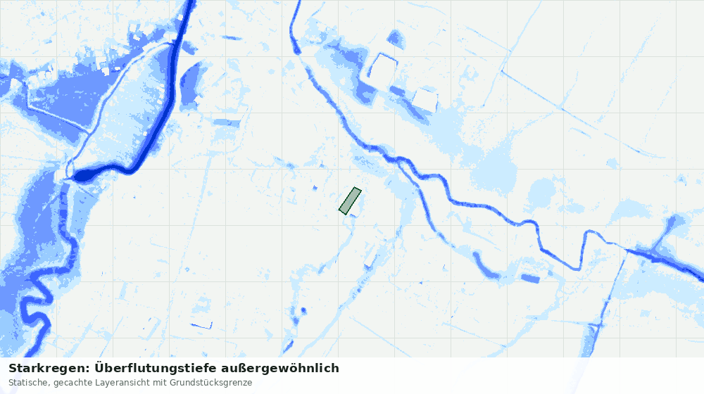 Statische Kartenansicht: Starkregen: Überflutungstiefe außergewöhnlich