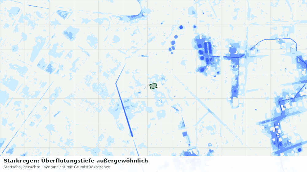 Statische Kartenansicht: Starkregen: Überflutungstiefe außergewöhnlich