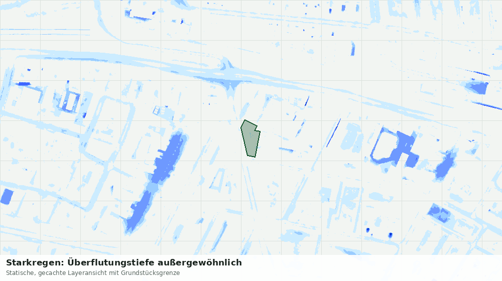 Statische Kartenansicht: Starkregen: Überflutungstiefe außergewöhnlich