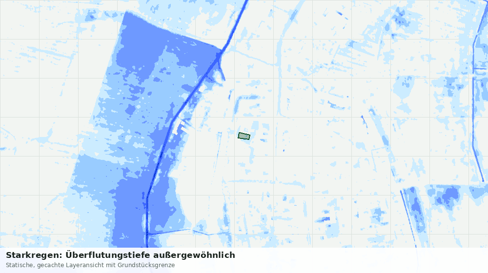 Statische Kartenansicht: Starkregen: Überflutungstiefe außergewöhnlich