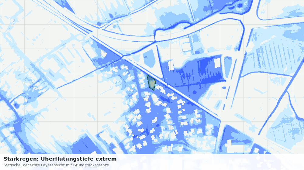 Statische Kartenansicht: Starkregen: Überflutungstiefe extrem