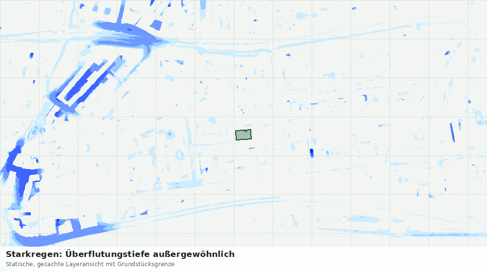 Statische Kartenansicht: Starkregen: Überflutungstiefe außergewöhnlich
