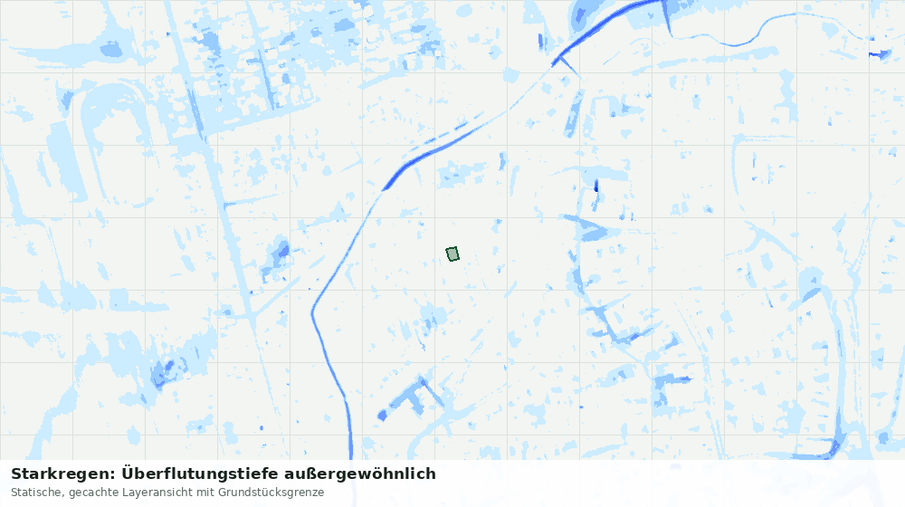 Statische Kartenansicht: Starkregen: Überflutungstiefe außergewöhnlich