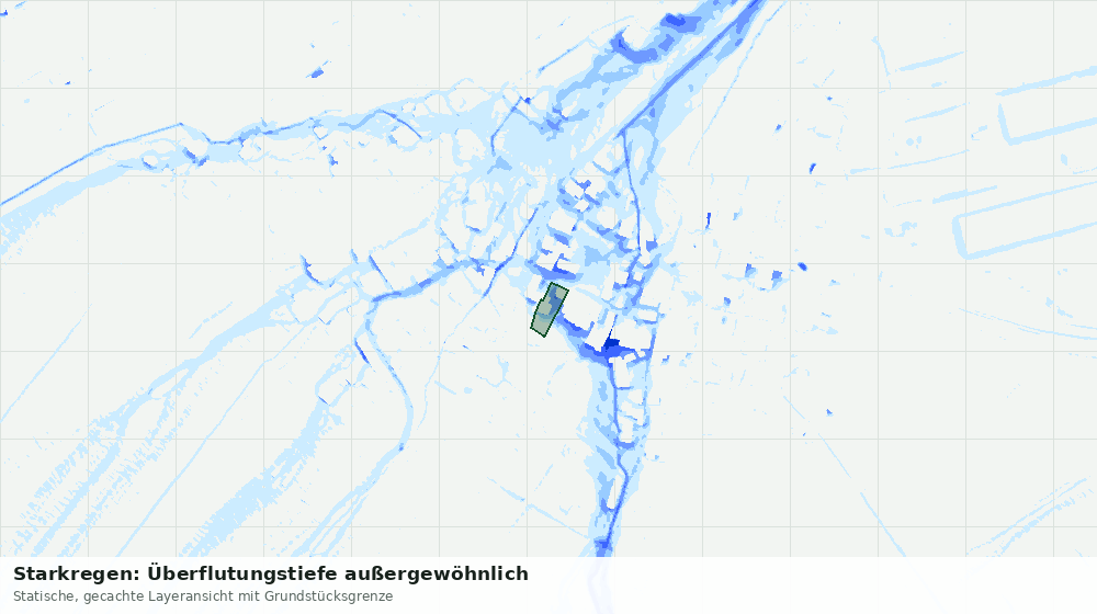 Statische Kartenansicht: Starkregen: Überflutungstiefe außergewöhnlich