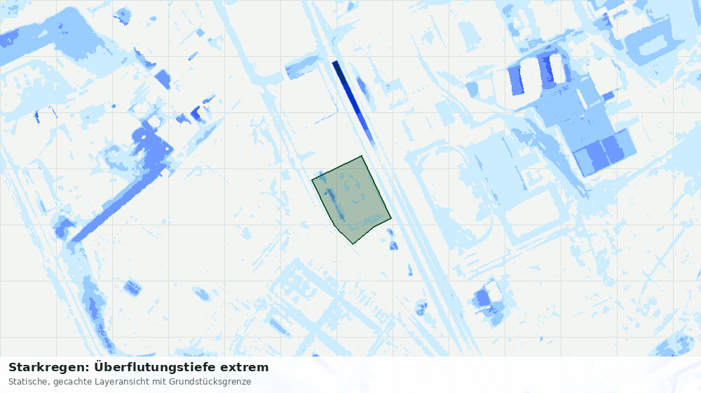 Statische Kartenansicht: Starkregen: Überflutungstiefe extrem