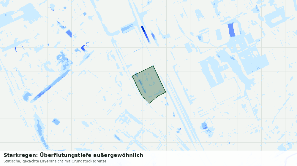 Statische Kartenansicht: Starkregen: Überflutungstiefe außergewöhnlich