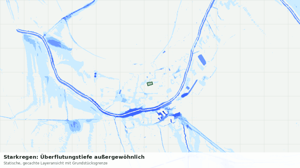 Statische Kartenansicht: Starkregen: Überflutungstiefe außergewöhnlich