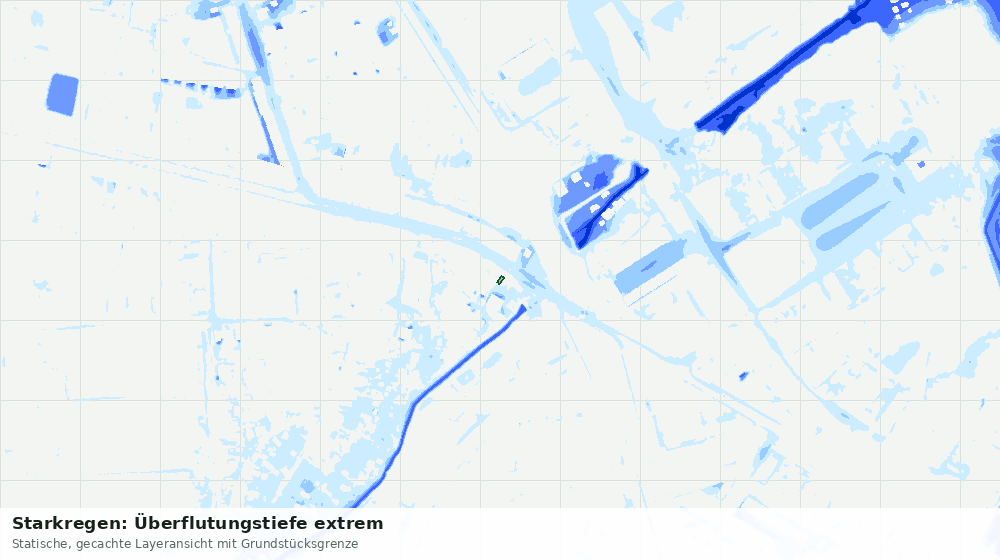 Statische Kartenansicht: Starkregen: Überflutungstiefe extrem
