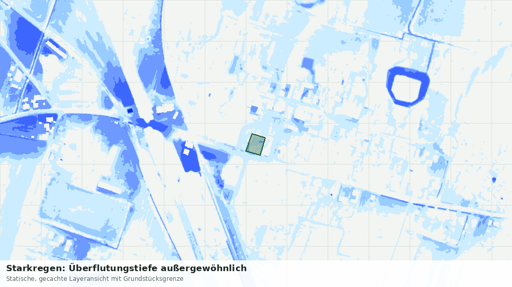 Statische Kartenansicht: Starkregen: Überflutungstiefe außergewöhnlich