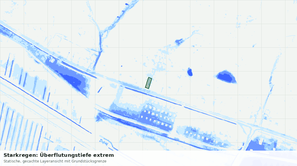 Statische Kartenansicht: Starkregen: Überflutungstiefe extrem