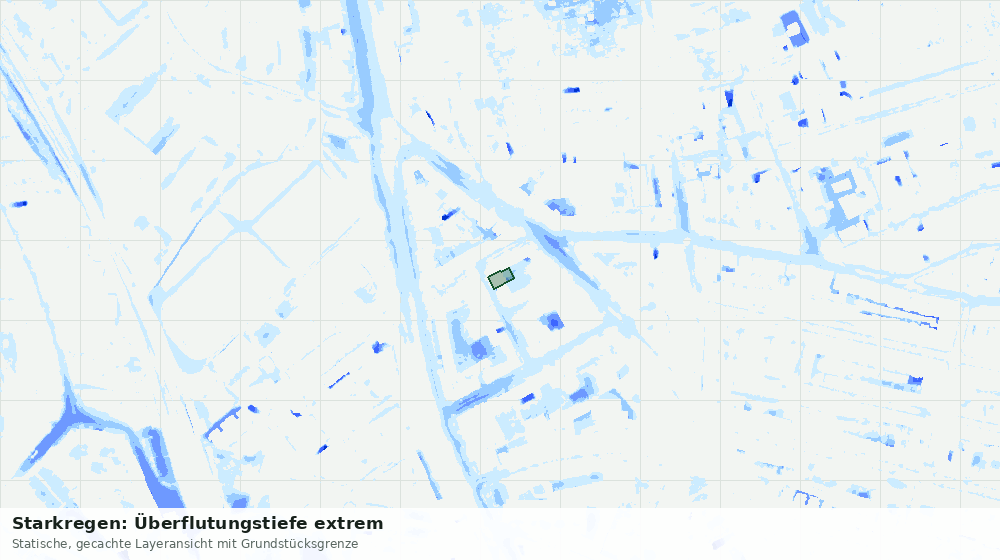 Statische Kartenansicht: Starkregen: Überflutungstiefe extrem