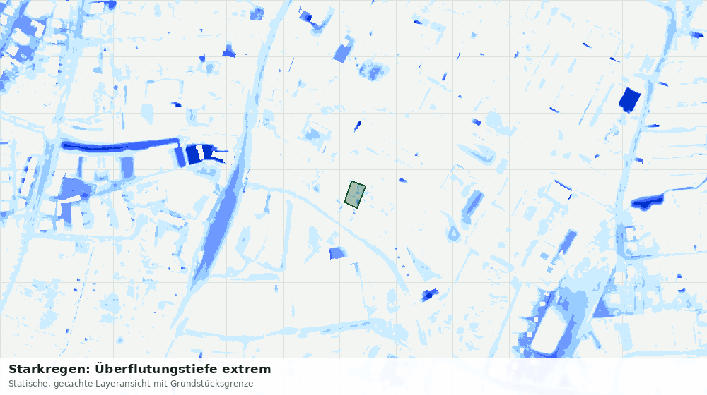 Statische Kartenansicht: Starkregen: Überflutungstiefe extrem