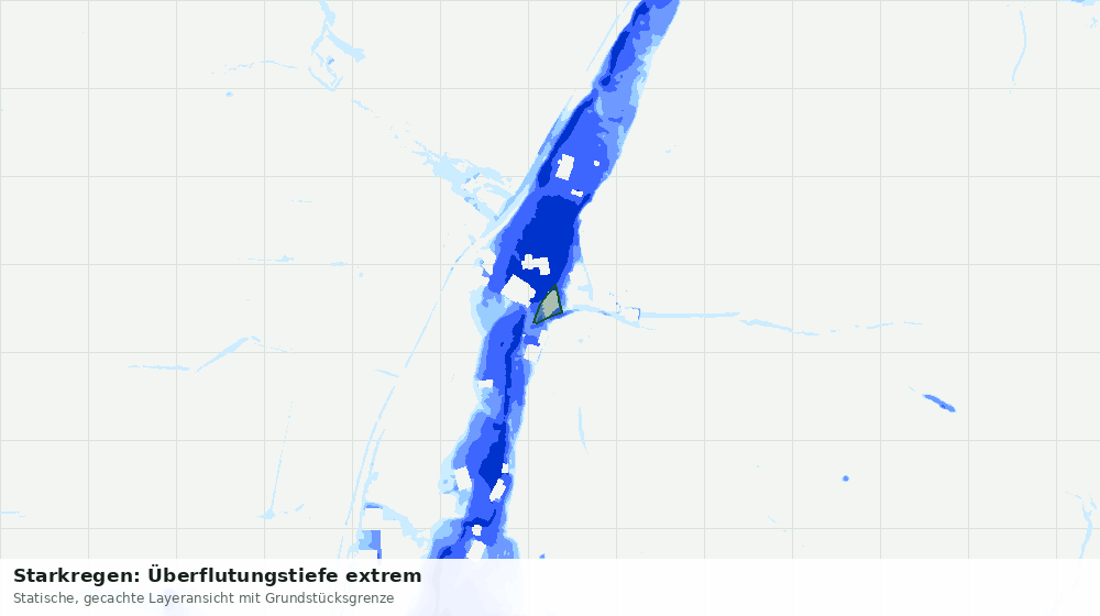 Statische Kartenansicht: Starkregen: Überflutungstiefe extrem