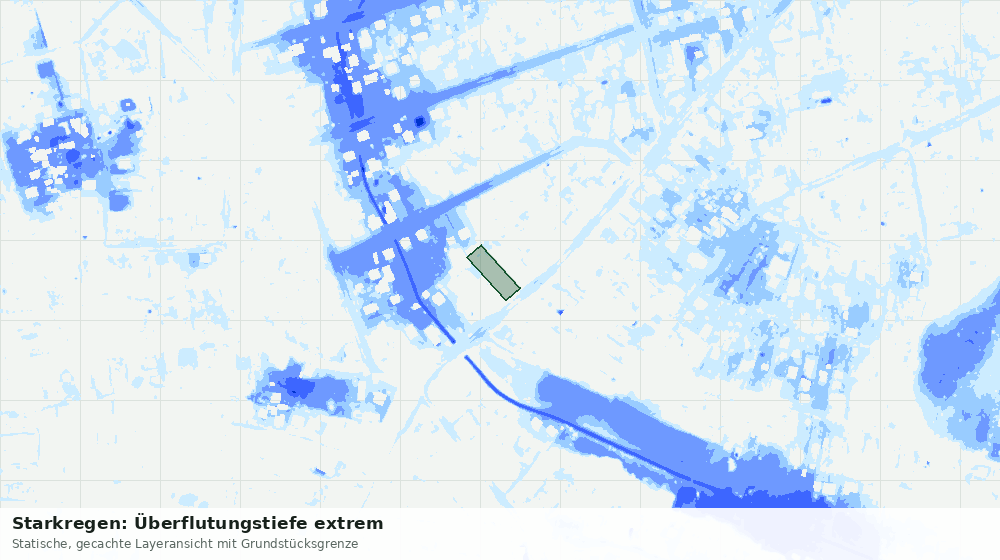 Statische Kartenansicht: Starkregen: Überflutungstiefe extrem